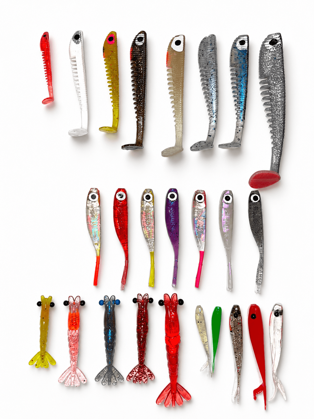 Coleção de iscas soft South Fishing em diversas cores